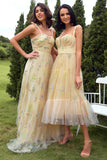 Robe de soirée longue champagne avec broderie