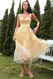 Robe de soirée longue champagne avec broderie