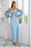 Gaine off the Shoulder Robe de fête bourguignonne avec perles