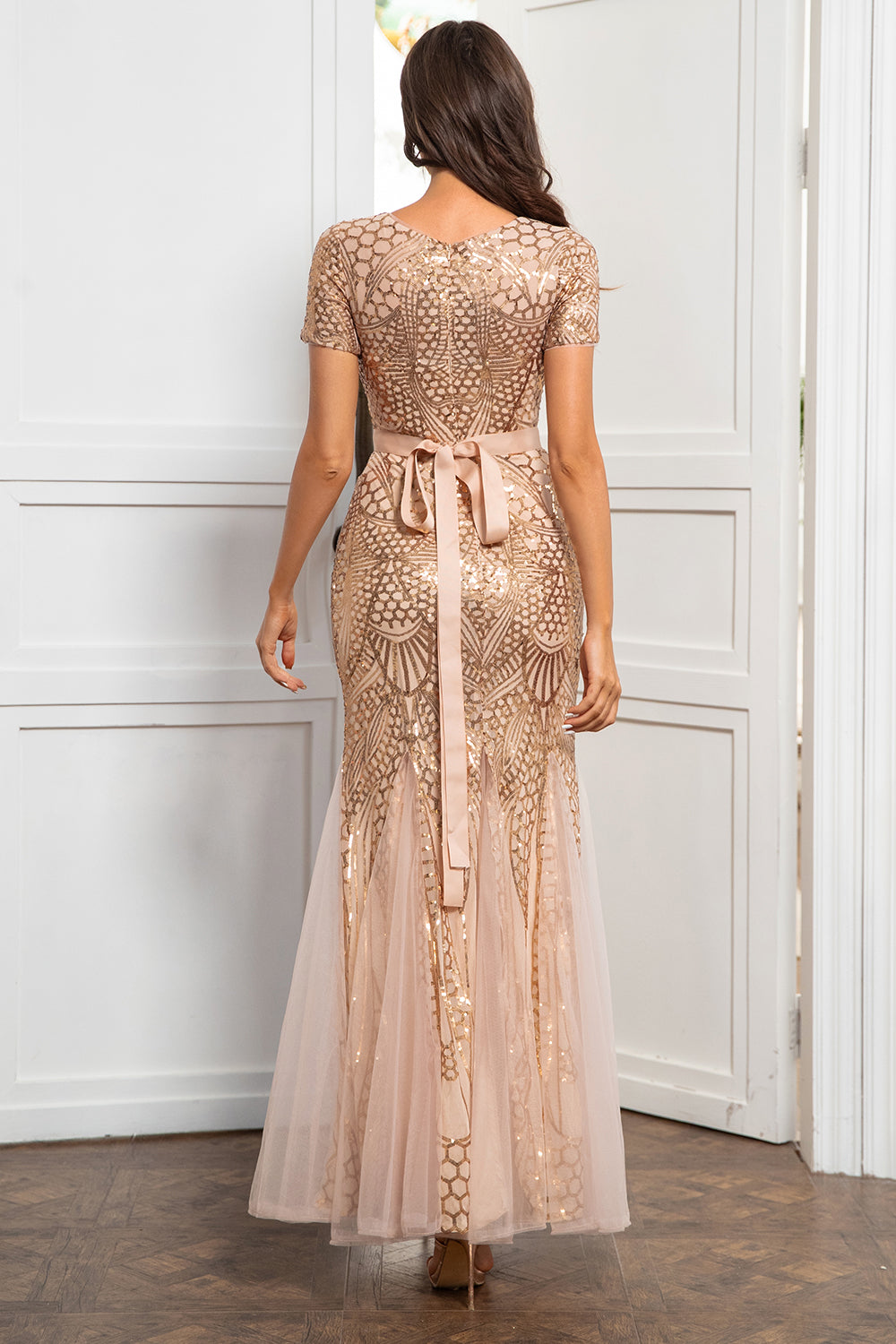 Champagne Paillettes Robe Mère de La Mariée