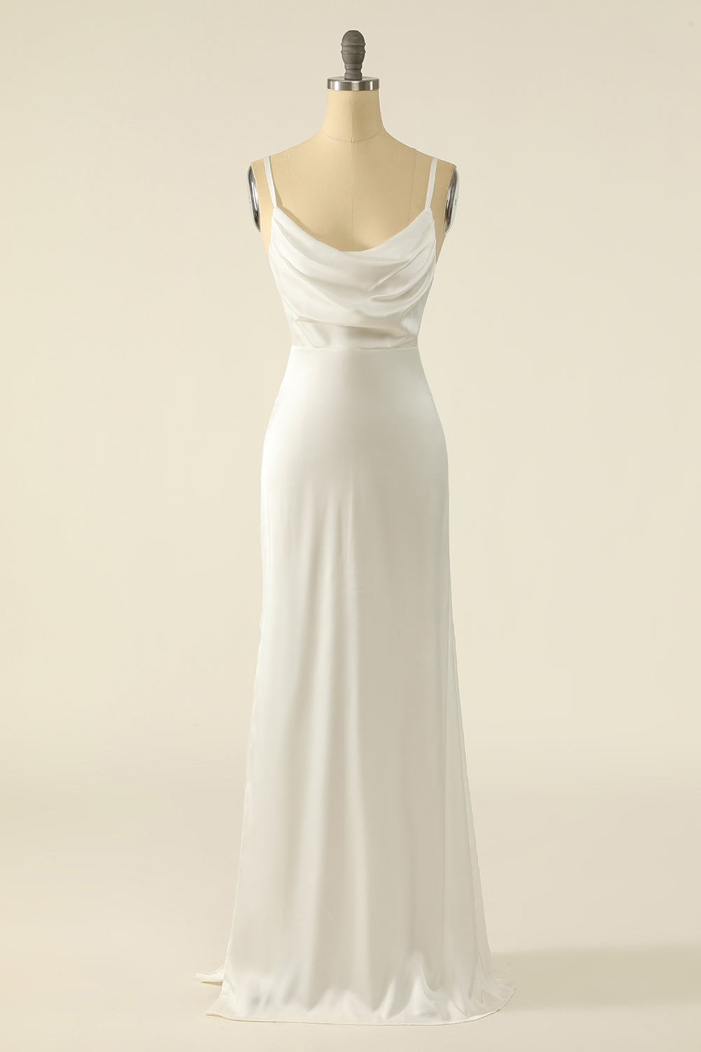 Robe de bal simple en satin ivoire