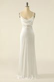 Robe de bal simple en satin ivoire