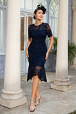 Robe de sirène en dentelle marine mère de la mariée