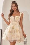 Champagne Cute A Line Sweetheart Short Cocktail Robe