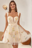 Champagne Cute A Line Sweetheart Short Cocktail Robe