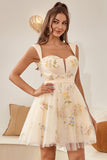 Champagne Cute A Line Sweetheart Short Cocktail Robe