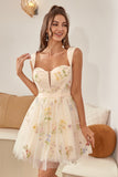 Champagne Cute A Line Sweetheart Short Cocktail Robe