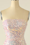 Robe de retour à paillettes bleu ciel avec plumes