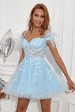 Robe de retour à la maison bleue avec des plumes