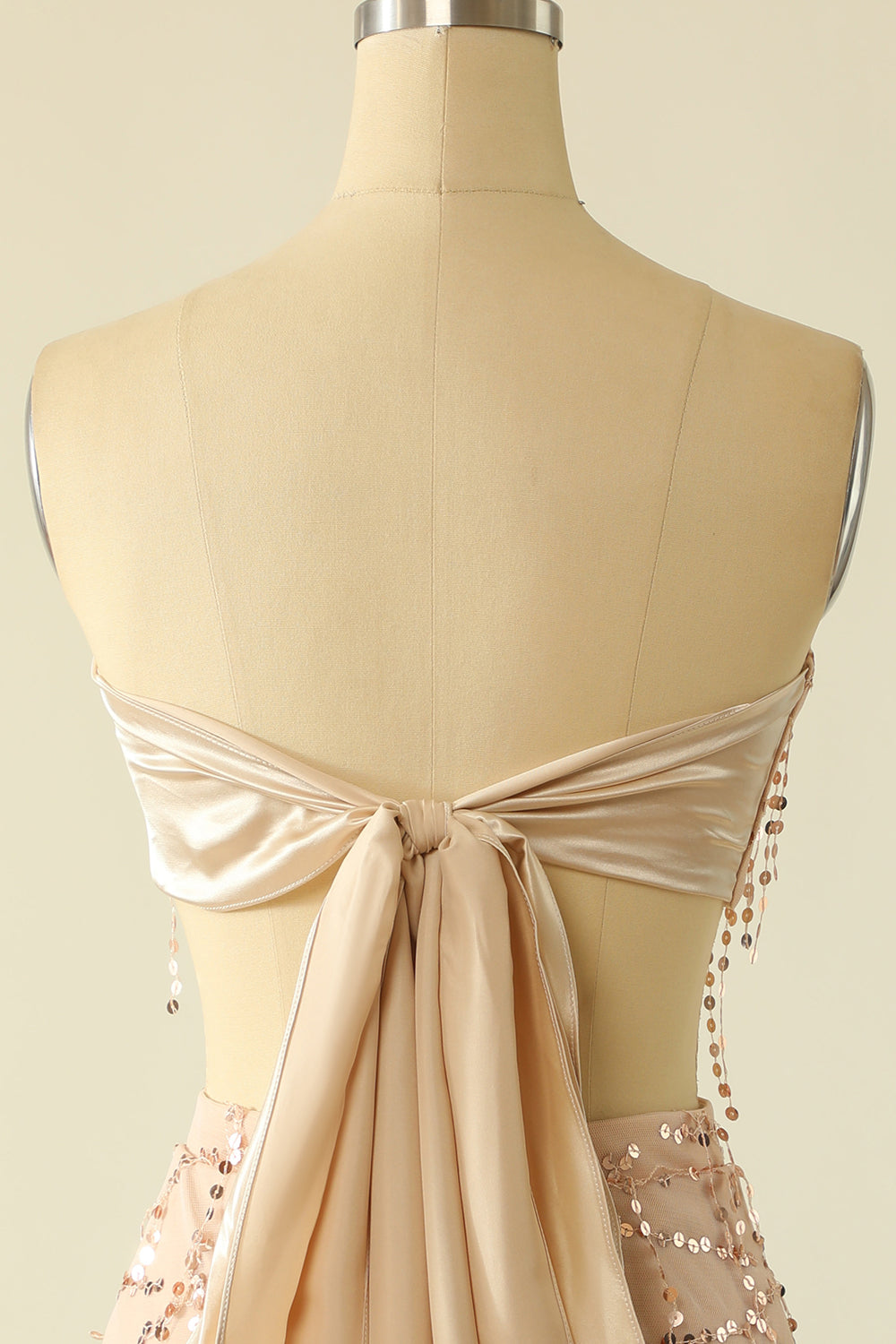 Deux pièces Sequins Strapless Rose Homecoming Robe