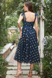 Navy Stars A-Line Robe de bal avec nœuds papillon