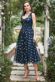 Navy Stars A-Line Robe de bal avec nœuds papillon