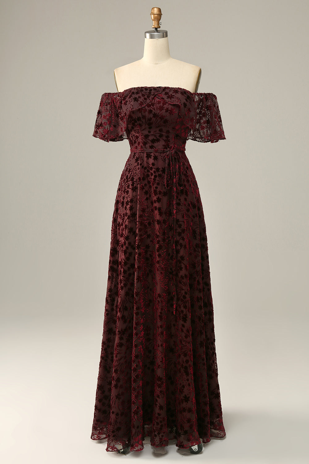 Robe de soirée Bourgogne fleur de l’épaule