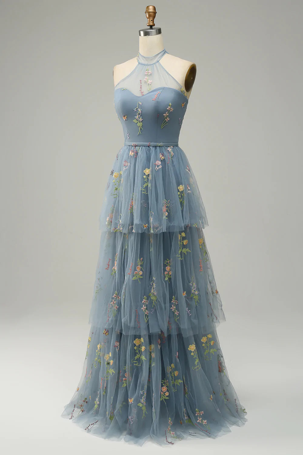 Halter A Line Tulle Robe de bal avec broderie