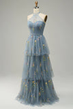 Halter A Line Tulle Robe de bal avec broderie