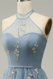 Halter A Line Tulle Robe de bal avec broderie