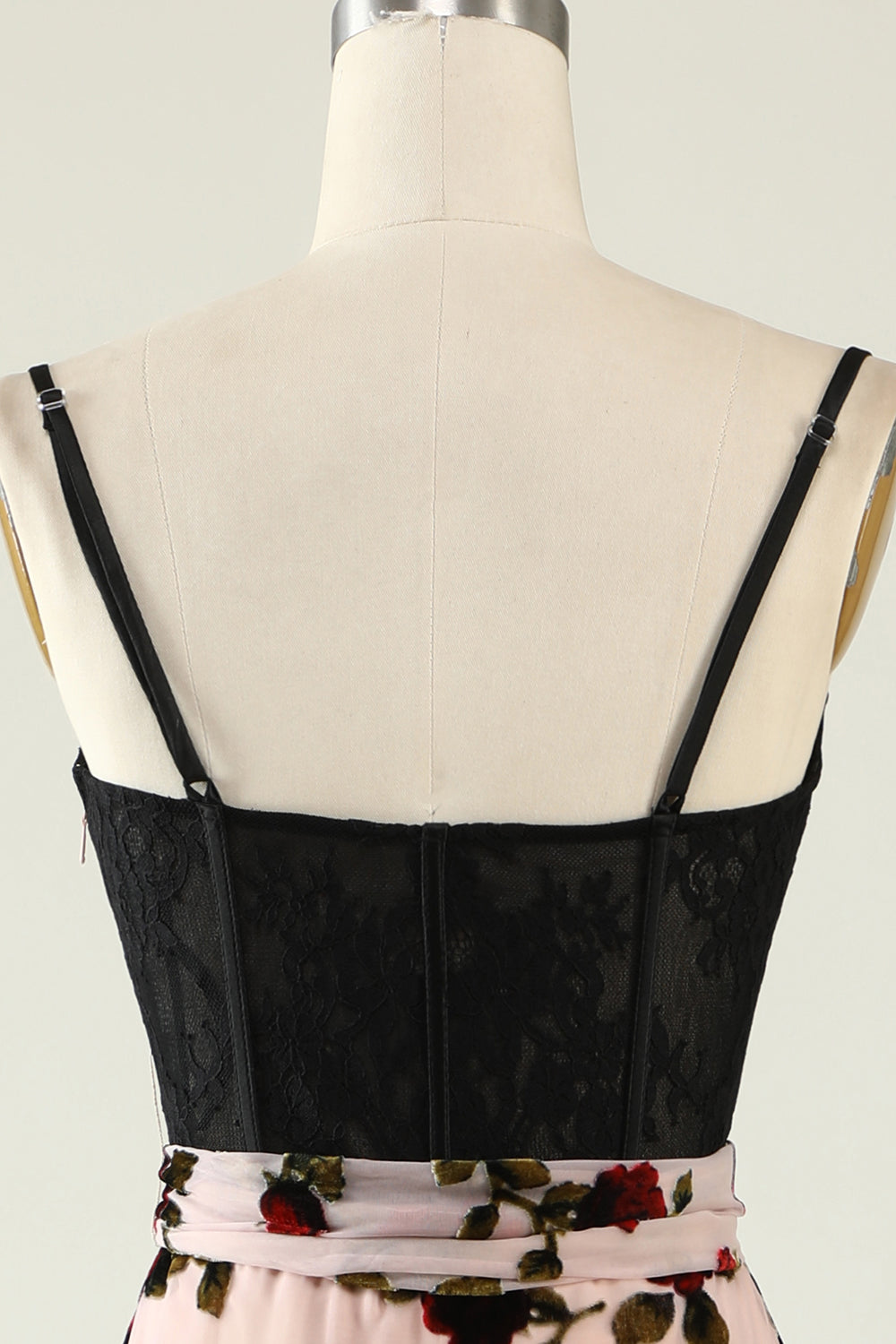 Robe de soirée à bretelles spaghetti florales avec fente