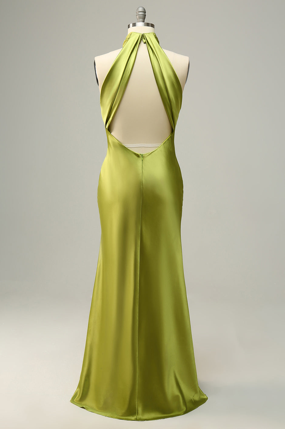 Halter Open Back Robe de demoiselle d’honneur longue vert citron