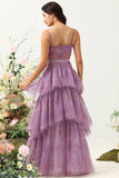Sangles Spaghetti en Tulle Violet Corset Robe de demoiselle d’honneur