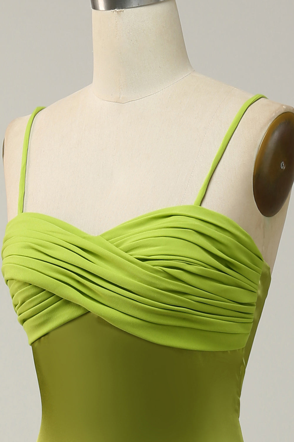 Spaghetti fourreau Straps Robe de demoiselle d’honneur vert citron avec limon