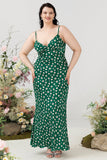 Robe de demoiselle d’honneur verte imprimée florale été plus grande taille