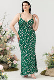 Robe de demoiselle d’honneur verte imprimée florale été plus grande taille