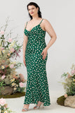 Robe de demoiselle d’honneur verte imprimée florale été plus grande taille