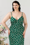 Robe de demoiselle d’honneur verte imprimée florale été plus grande taille