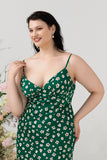 Robe de demoiselle d’honneur verte imprimée florale été plus grande taille