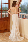 Mermaid Halter Robe de mariée en dentelle blanche avec sweep train