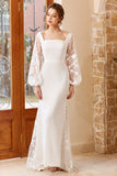 White Mermaid Manches Longues Robe de mariée
