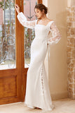 White Mermaid Manches Longues Robe de mariée