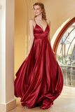 Bordeaux Spaghetti Straps Simple Prom Robe