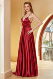 Bordeaux Spaghetti Straps Simple Prom Robe