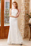 White Mermaid Floor Longueur Robe de mariée d’église