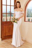 Mermaid Off the Shoulder Robe de mariée blanche avec dentelle