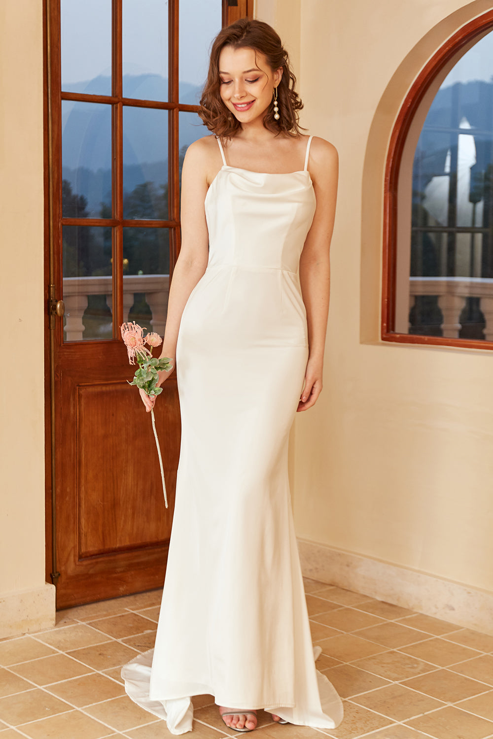 Spaghetti Blanc Sangles Simple Robe de Mariée