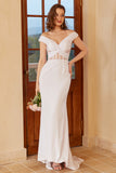 Off Shoulder Robe de mariée sirène blanche