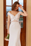 Off Shoulder Robe de mariée sirène blanche