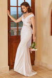 Off Shoulder Robe de mariée sirène blanche