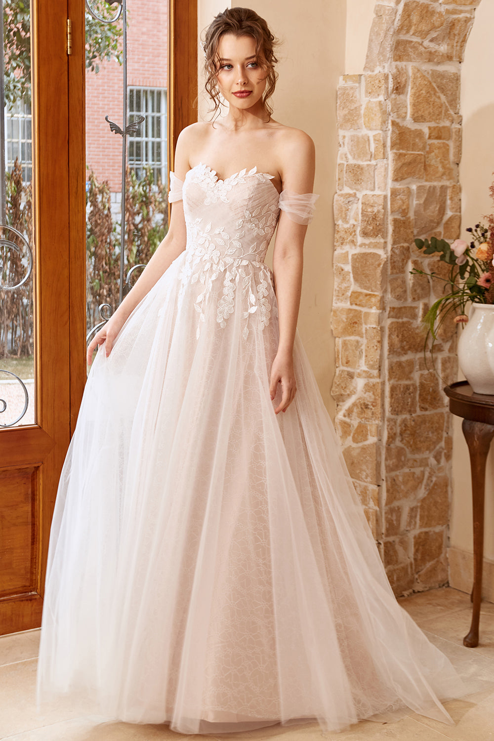 Appliques Tulle Halter Robe de mariée