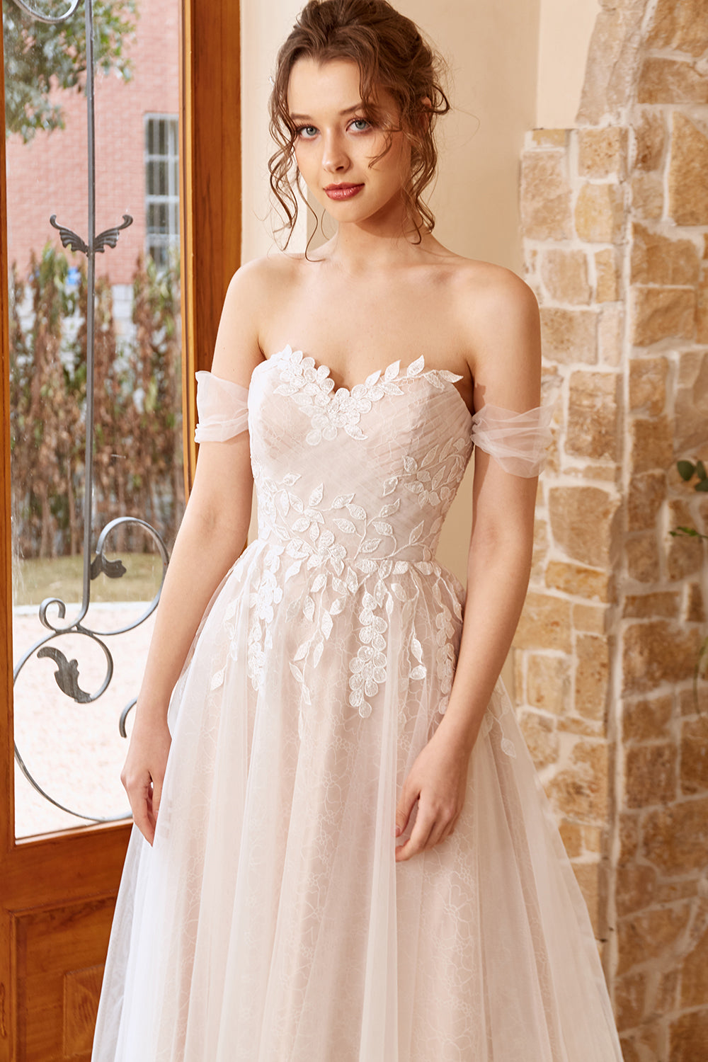 Appliques Tulle Halter Robe de mariée
