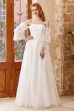 Tulle Blanc Off Shoulder Robe de mariée