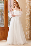 Tulle Blanc Off Shoulder Robe de mariée