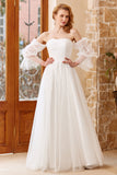 Tulle Blanc Off Shoulder Robe de mariée