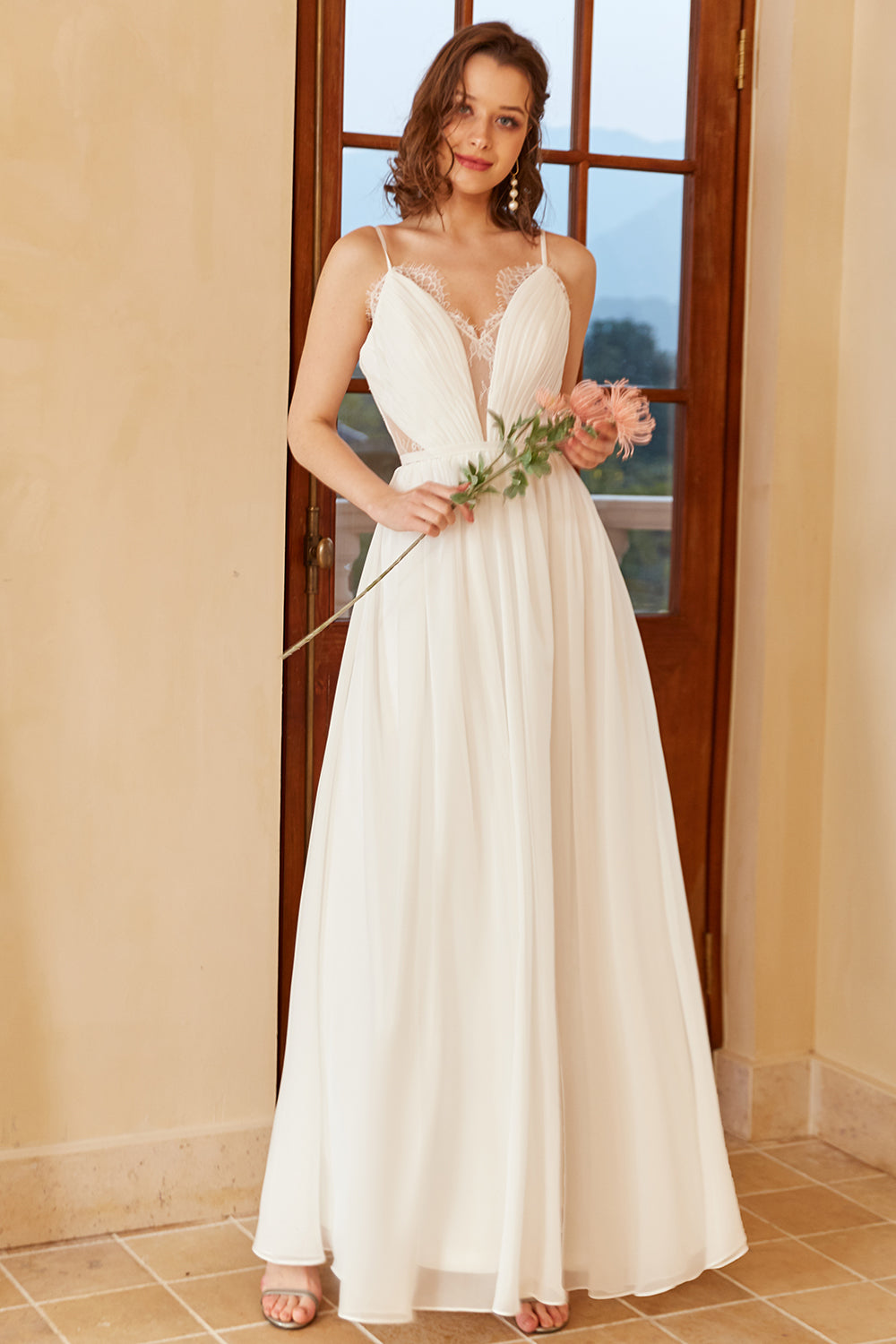 Spaghetti Blanc Sangles Simple Robe de Mariée