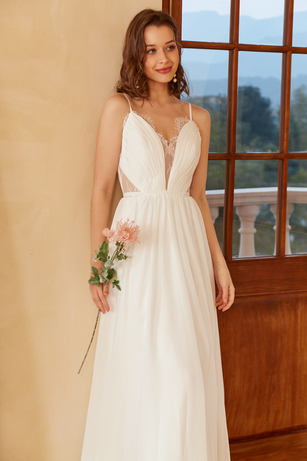Spaghetti Blanc Sangles Simple Robe de Mariée