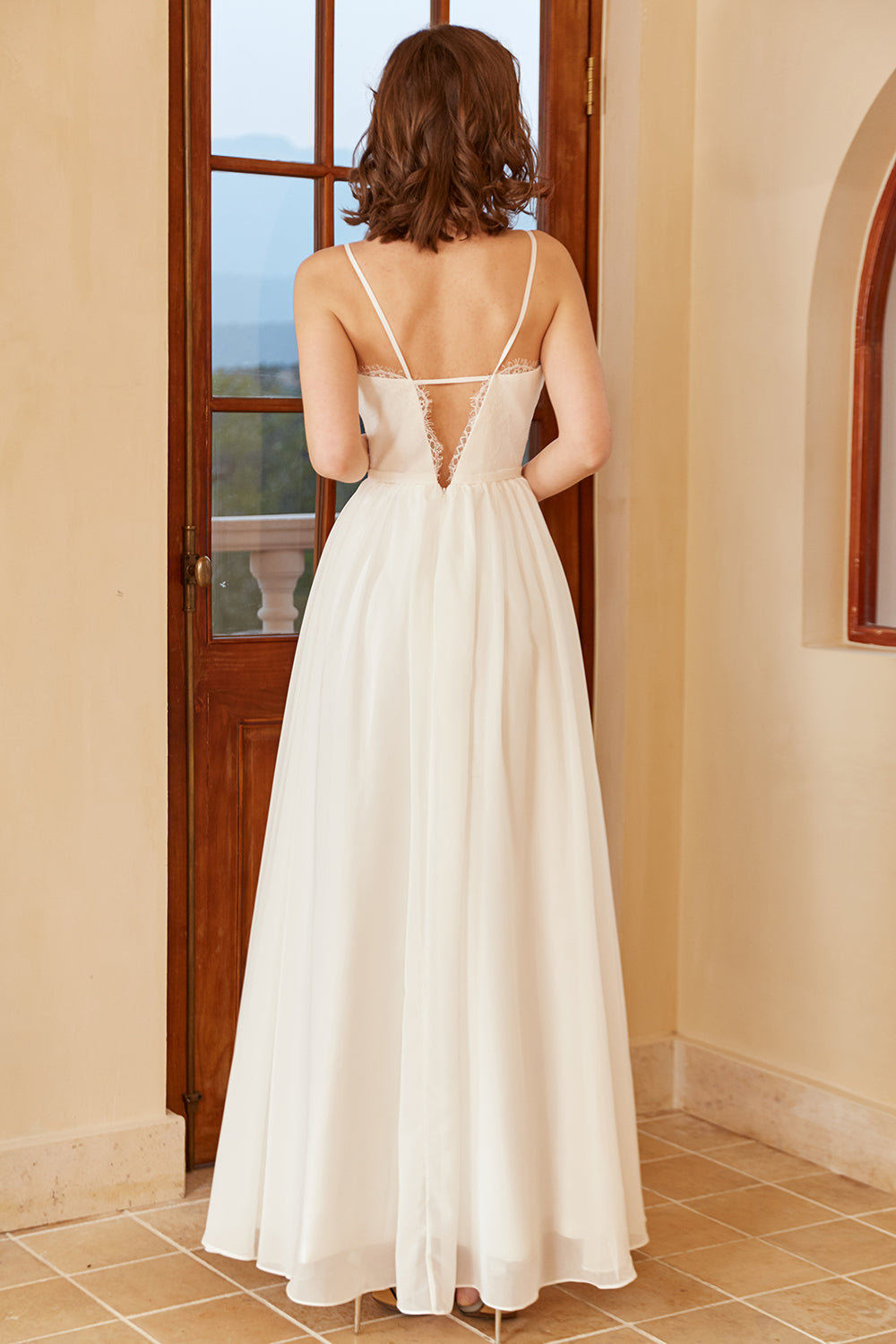 Spaghetti Blanc Sangles Simple Robe de Mariée