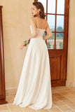 Belle A Line Spaghetti Straps Robe de mariée blanche avec appliques
