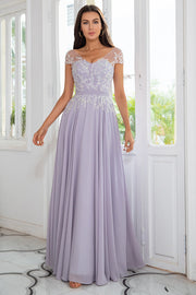 Chiffon gris Robe mère de la mariée avec perles